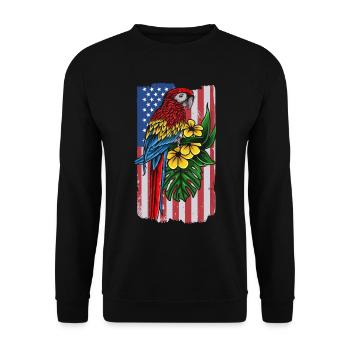USA Flagge Papagei Vogelliebhaber Papageienvogel - Unisex Pullover - Schwarz - Vorne - Alina (178cm) & Michal (187cm)