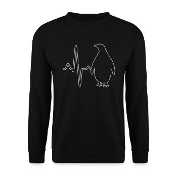 Pinguin Herzschlag - Unisex Pullover - Schwarz - Vorne - Alina (178cm) & Michal (187cm)