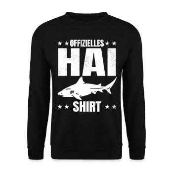 Hai - Offizielles Hai Shirt Haifisch Haifische Hai - Unisex Pullover - Schwarz - Vorne - Alina (178cm) & Michal (187cm)