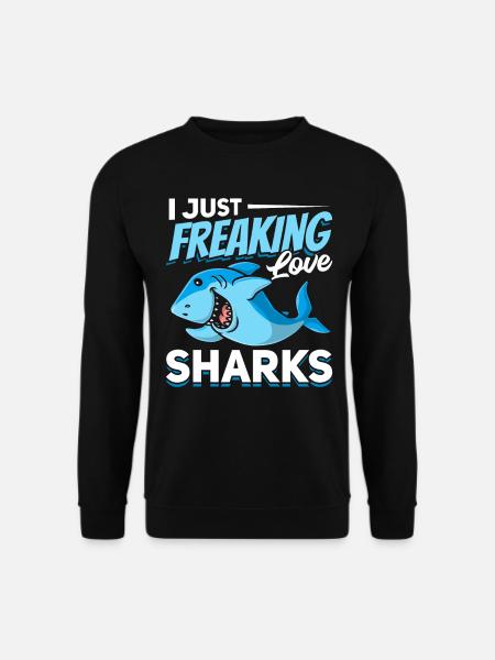 Gran amante del tiburón blanco Me encantan los tiburones - Sudadera unisex - negro