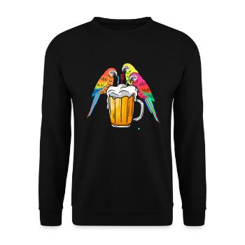 Lustiger Nymphensittich lustige Papageienvögel - Unisex Pullover - Schwarz - Vorne - Alina (178cm) & Michal (187cm)