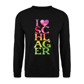 Schlager Schlagermusik Schlagerfan Party Outfit - Unisex Pullover - Schwarz - Vorne - Alina (178cm) & Michal (187cm)