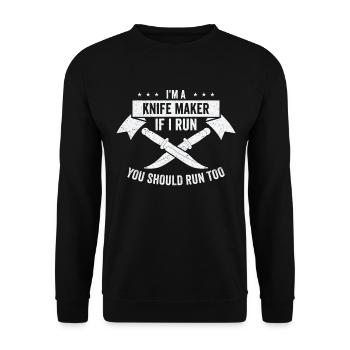 Knifemaking Knife Making Bladesmith Smithing Knife - Unisex Sweatshirt - black - Front - Alina (178cm) & Michal (187cm)