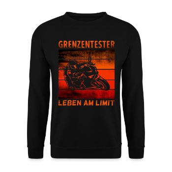 Grenzentester Leben Am Limit Motorradfahrer Biker - Unisex Pullover - Schwarz - Vorne - Alina (178cm) & Michal (187cm)