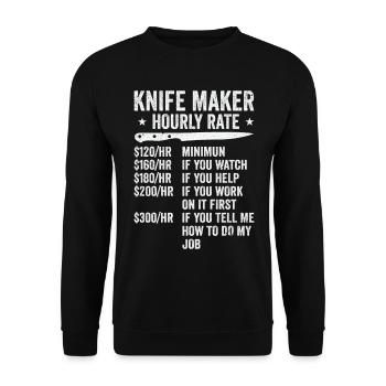 Knifemaking Knife Making Bladesmith Smithing Knife - Unisex Sweatshirt - black - Front - Alina (178cm) & Michal (187cm)
