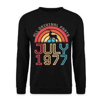 Year of birth 1977 July - Unisex Sweatshirt - black - Front - Alina (178cm) & Michal (187cm)
