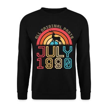 Juli 1990 Retro - Unisex Pullover - Schwarz - Vorne - Alina (178cm) & Michal (187cm)