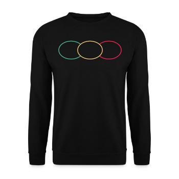 Drei Kringel Grün - Gelb -Rot - Unisex Pullover - Schwarz - Vorne - Alina (178cm) & Michal (187cm)
