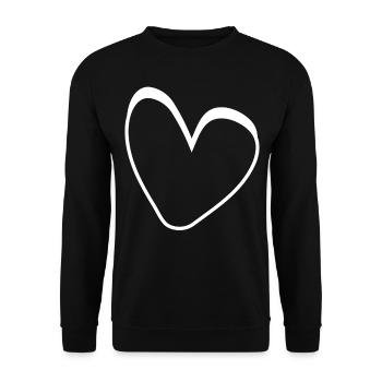 Simple White Heart - Unisex Sweatshirt - black - Front - Alina (178cm) & Michal (187cm)