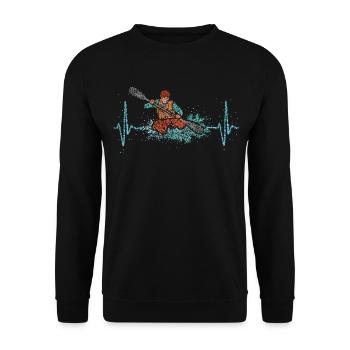 Kayak Kayak Canoeing White Water Heartbeat - Unisex Sweatshirt - black - Front - Alina (178cm) & Michal (187cm)