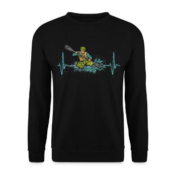 Kayak Kajak Kayakfahren Wildwasser Herzschlag - Unisex Pullover - Schwarz - Vorne - Alina (178cm) & Michal (187cm)
