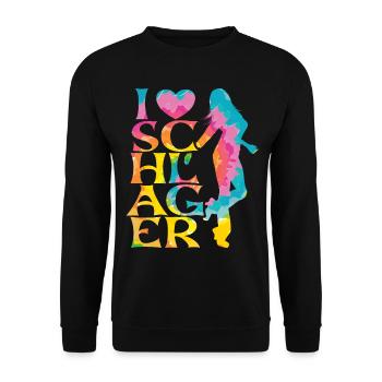 Schlager Schlagermusik Schlagerfan Party Outfit - Unisex Pullover - Schwarz - Vorne - Alina (178cm) & Michal (187cm)