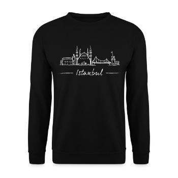 Istanbul Skyline Silhouette Städtetrip Türkei - Unisex Pullover - Schwarz - Vorne - Alina (178cm) & Michal (187cm)