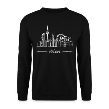 Vienna Skyline Silhouette City Trip Austria - Unisex Sweatshirt - black - Front - Alina (178cm) & Michal (187cm)