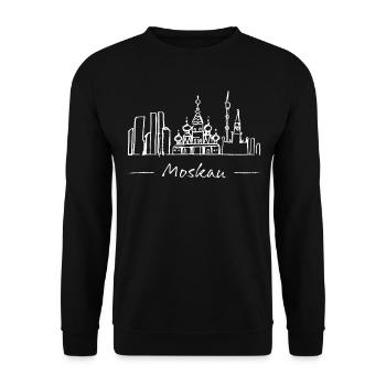 Moskau Skyline Silhouette Städtetrip Russland - Unisex Pullover - Schwarz - Vorne - Alina (178cm) & Michal (187cm)