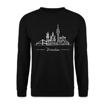 Dresden Skyline Silhouette Städtetrip Deutschland - Unisex Pullover - Schwarz - Vorne - Alina (178cm) & Michal (187cm)