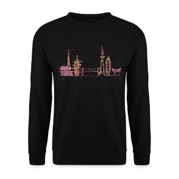 Tokyo Skyline Silhouette Städtetrip Japan Geschenk - Unisex Pullover - Schwarz - Vorne - Alina (178cm) & Michal (187cm)