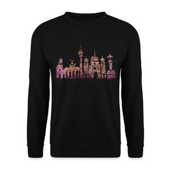 Berlin Skyline Silhouette Städtetrip Deutschland - Unisex Pullover - Schwarz - Vorne - Alina (178cm) & Michal (187cm)