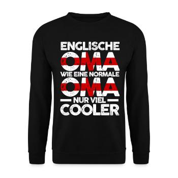 Engländerin Englandische Oma England - Unisex Pullover - Schwarz - Vorne - Alina (178cm) & Michal (187cm)