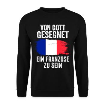 Frankreich Franzose Französisches - Unisex Pullover - Schwarz - Vorne - Alina (178cm) & Michal (187cm)