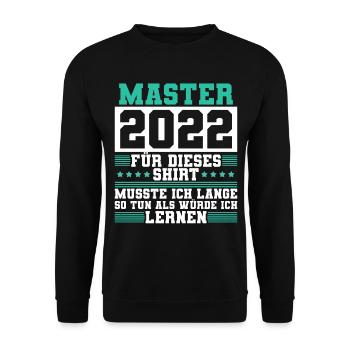 Master 2022 Abschluss Geschenk Studium Absolvent - Unisex Pullover - Schwarz - Vorne - Alina (178cm) & Michal (187cm)