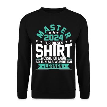 Master 2024 Abschluss Geschenk Studium Absolvent - Unisex Pullover - Schwarz - Vorne - Alina (178cm) & Michal (187cm)