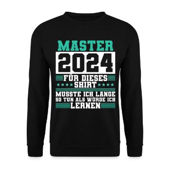 Master 2024 Abschluss Geschenk Studium Absolvent - Unisex Pullover - Schwarz - Vorne - Alina (178cm) & Michal (187cm)