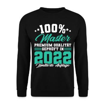 Master 2022 Abschluss Geschenk Studium Absolvent - Unisex Pullover - Schwarz - Vorne - Alina (178cm) & Michal (187cm)
