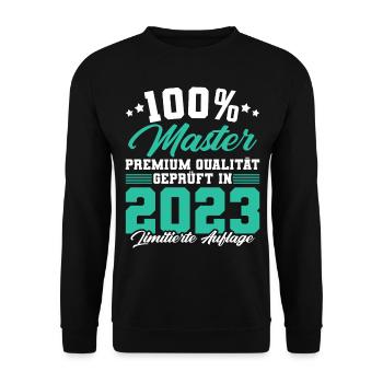 Master 2023 Abschluss Geschenk Studium Absolvent - Unisex Pullover - Schwarz - Vorne - Alina (178cm) & Michal (187cm)