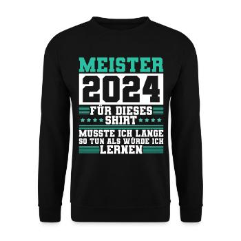 Meister 2024 Mechaniker Meistertitel Geschenk - Unisex Pullover - Schwarz - Vorne - Alina (178cm) & Michal (187cm)