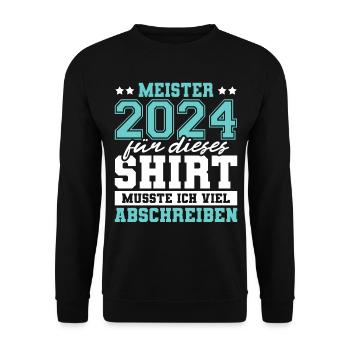 Meister 2024 Mechaniker Meistertitel Geschenk - Unisex Pullover - Schwarz - Vorne - Alina (178cm) & Michal (187cm)