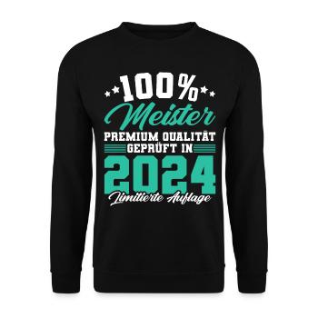 Meister 2024 Mechaniker Meistertitel Geschenk - Unisex Pullover - Schwarz - Vorne - Alina (178cm) & Michal (187cm)