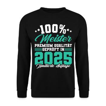 Meister 2025 Mechaniker Meistertitel Geschenk - Unisex Pullover - Schwarz - Vorne - Alina (178cm) & Michal (187cm)