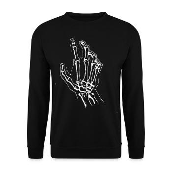 2reborn Skelett Hand scull hand shake skull 01 - Unisex Pullover - Schwarz - Vorne - Alina (178cm) & Michal (187cm)