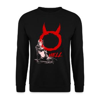 2reborn Hell Girl sexy devil demon bikini pinup 2 - Unisex Pullover - Schwarz - Vorne - Alina (178cm) & Michal (187cm)