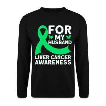 For my husband liver cancer - Unisex Sweatshirt - black - Front - Alina (178cm) & Michal (187cm)