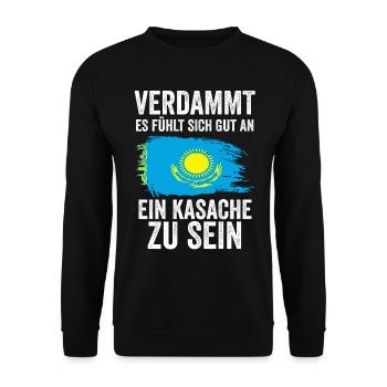 Kasachstan Kasache Kasachisches - Unisex Pullover - Schwarz - Vorne - Alina (178cm) & Michal (187cm)