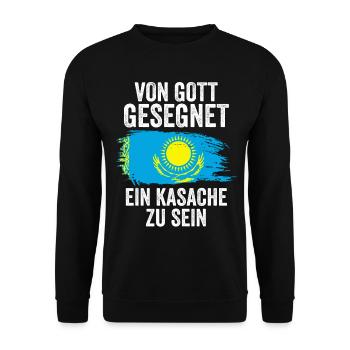 Kasachstan Kasache Kasachisches - Unisex Pullover - Schwarz - Vorne - Alina (178cm) & Michal (187cm)