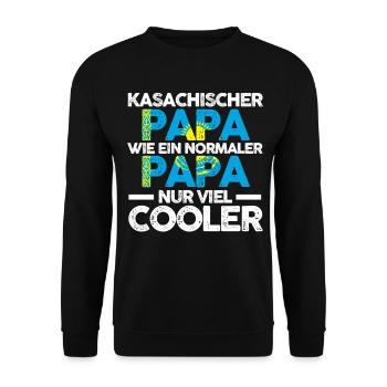 Kasachstanischer Papa Vater Kasache Kasachstan - Unisex Pullover - Schwarz - Vorne - Alina (178cm) & Michal (187cm)