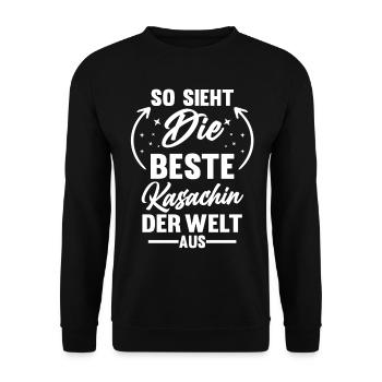 Kasachstan Kasachin Kasachisches - Unisex Pullover - Schwarz - Vorne - Alina (178cm) & Michal (187cm)