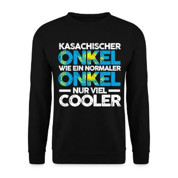 Kasache Onkel Kasachstan - Unisex Pullover - Schwarz - Vorne - Alina (178cm) & Michal (187cm)