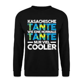 Kasachin Tante Kasachstan - Unisex Pullover - Schwarz - Vorne - Alina (178cm) & Michal (187cm)