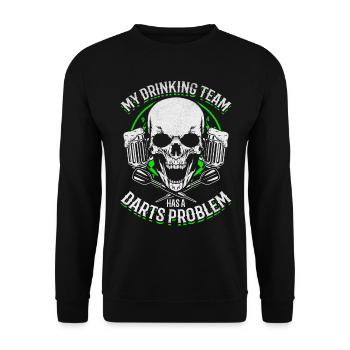 Mein Trinkteam hat ein Dartproblem Darts Team - Unisex Pullover - Schwarz - Vorne - Alina (178cm) & Michal (187cm)
