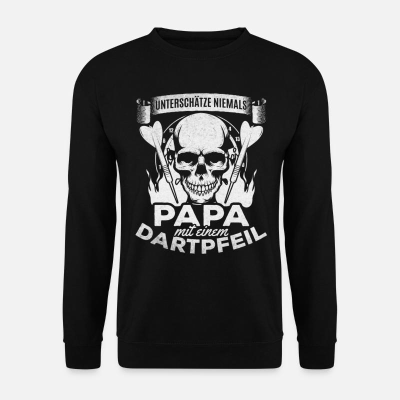 Dart Spieler Unterschätze niemals Papa mit einem - Unisex Pullover - Schwarz
