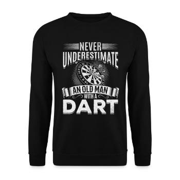 Darts spielen Ich unterschätze nie einen alten - Unisex Pullover - Schwarz - Vorne - Alina (178cm) & Michal (187cm)