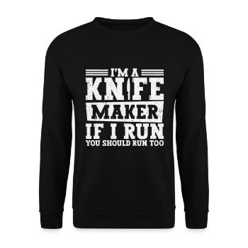 Knifemaking Knife Making Bladesmith Smithing Knife - Unisex Sweatshirt - black - Front - Alina (178cm) & Michal (187cm)