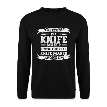 Knifemaking Knife Making Bladesmith Smithing Knife - Unisex Sweatshirt - black - Front - Alina (178cm) & Michal (187cm)