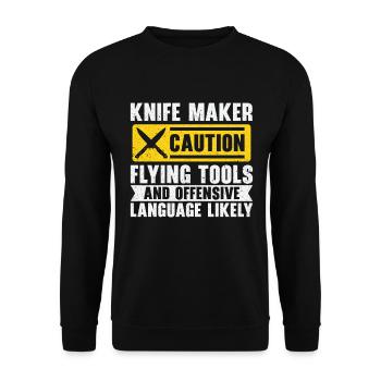 Knifemaking Knife Making Bladesmith Smithing Knife - Unisex Sweatshirt - black - Front - Alina (178cm) & Michal (187cm)