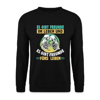Freundschafts Geschenk für guten Freund - Unisex Pullover - Schwarz - Vorne - Alina (178cm) & Michal (187cm)