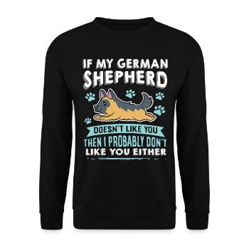 Hunde Deutscher Schäfer Hundeliebhaber - Unisex Pullover - Schwarz - Vorne - Alina (178cm) & Michal (187cm)